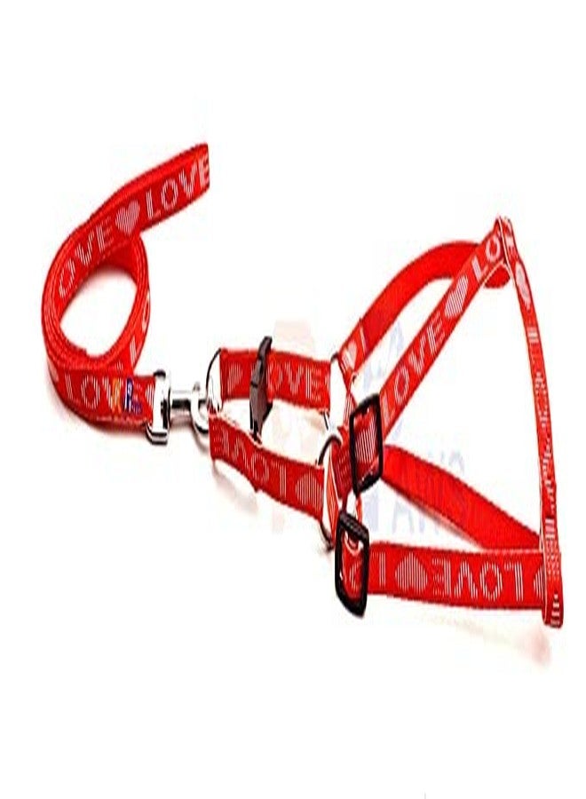 Pups&Pets 15 MM Nylon Love Printed Harness and Adjustable Leash Set | 0.5 Inch Harness Set Dogs and Puppies (Red) - Image 4